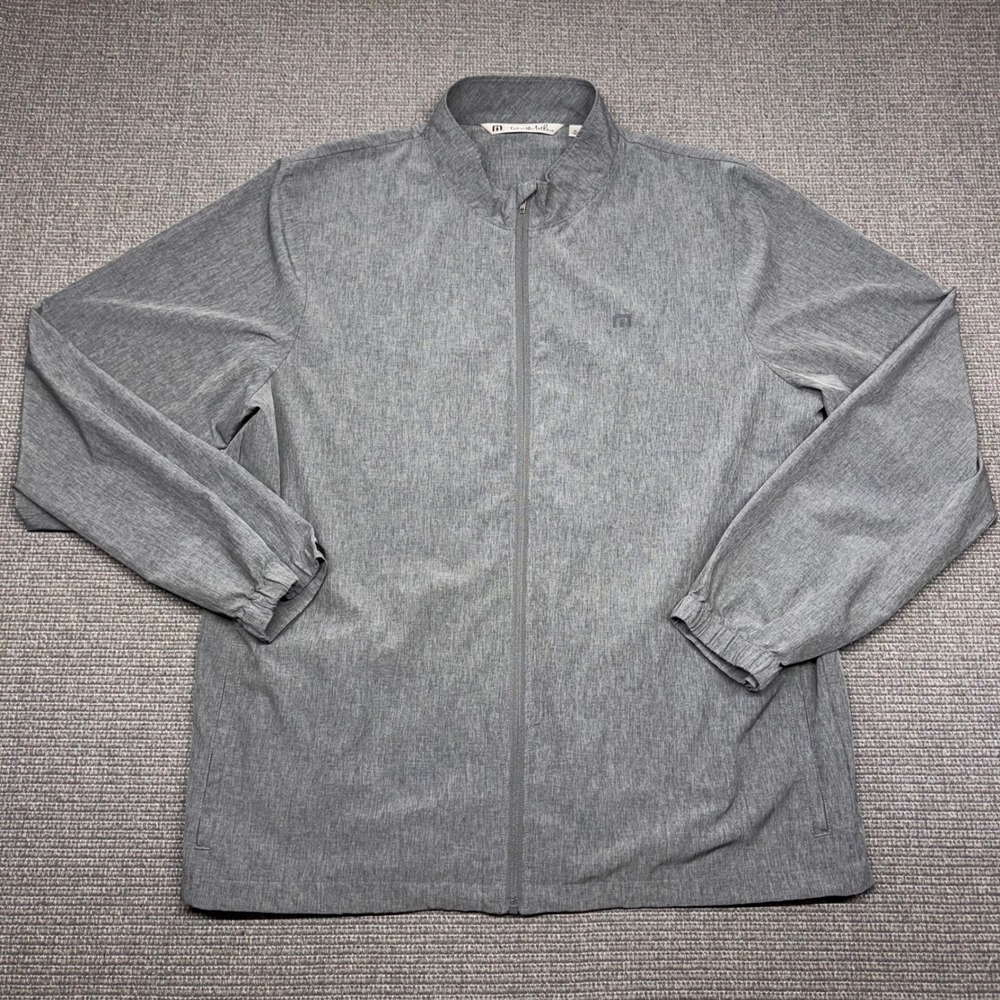 Travis‎ Mathew Mens XL Heathered Grey Full Zip Performance Golf Jacket Mock Neck